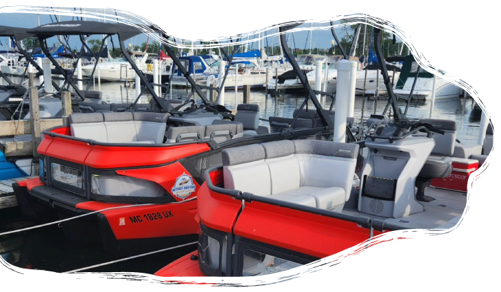 two red boats on a dock