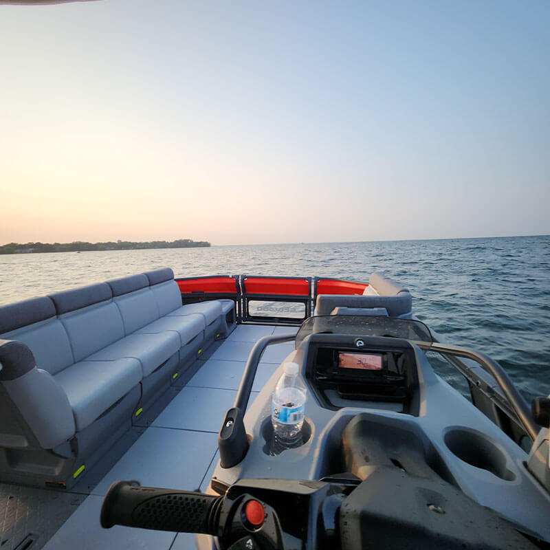 boat out in the water with clear blue sky