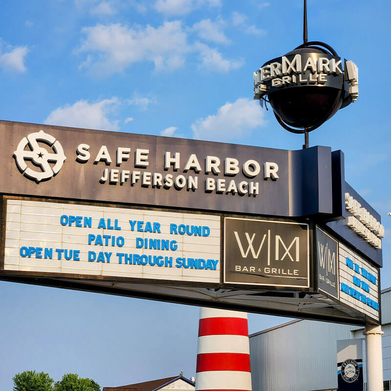 safe harbor jefferson beach sign